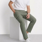 Olive Green Textured Cargo Relaxed Fit Trouser