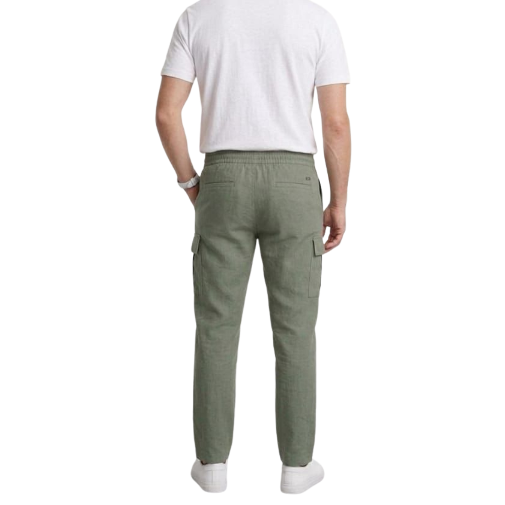 Olive Green Textured Cargo Relaxed Fit Trouser