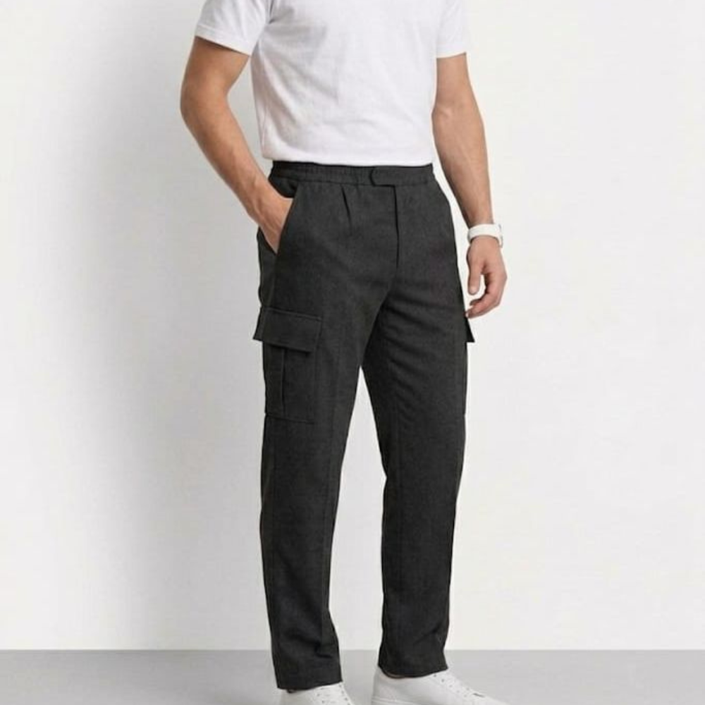 Charcoal Textured Cargo Relaxed Fit Trouser