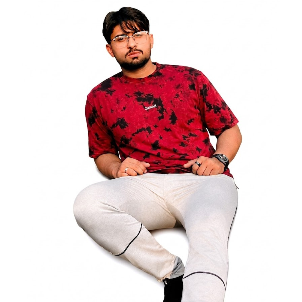 Red Acid Wash Oversized Tee
