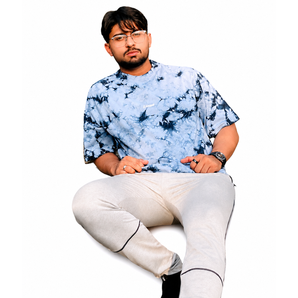 Blue Acid Wash Oversized Tee