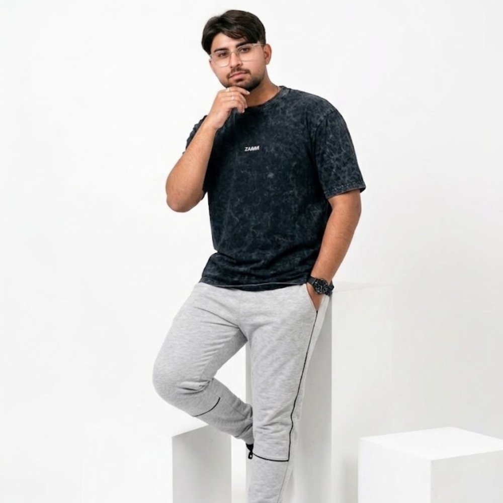 Charcoal Acid Wash Oversized Tee