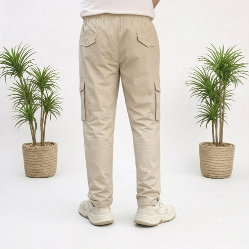 Beige Straight Fit Cargo Pant