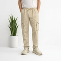 Beige Straight Fit Cargo Pant