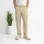 Beige Straight Fit Cargo Pant