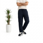 Navy Straight Fit Cargo Pant