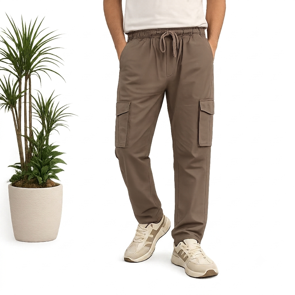 Brown Straight Fit Cargo Pant
