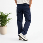 Navy Straight Fit Cargo Pant